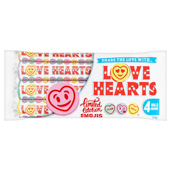 Swizzels Love Hearts Rolls 4 Pack 156g